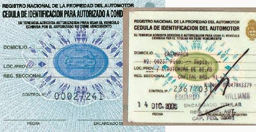 Cedula verde y azul