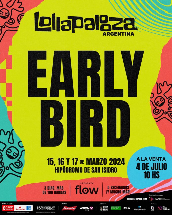 Photo by Lollapalooza Argentina in Hipódromo San Isidro with @dfallaccess. May be an image of poster and text.